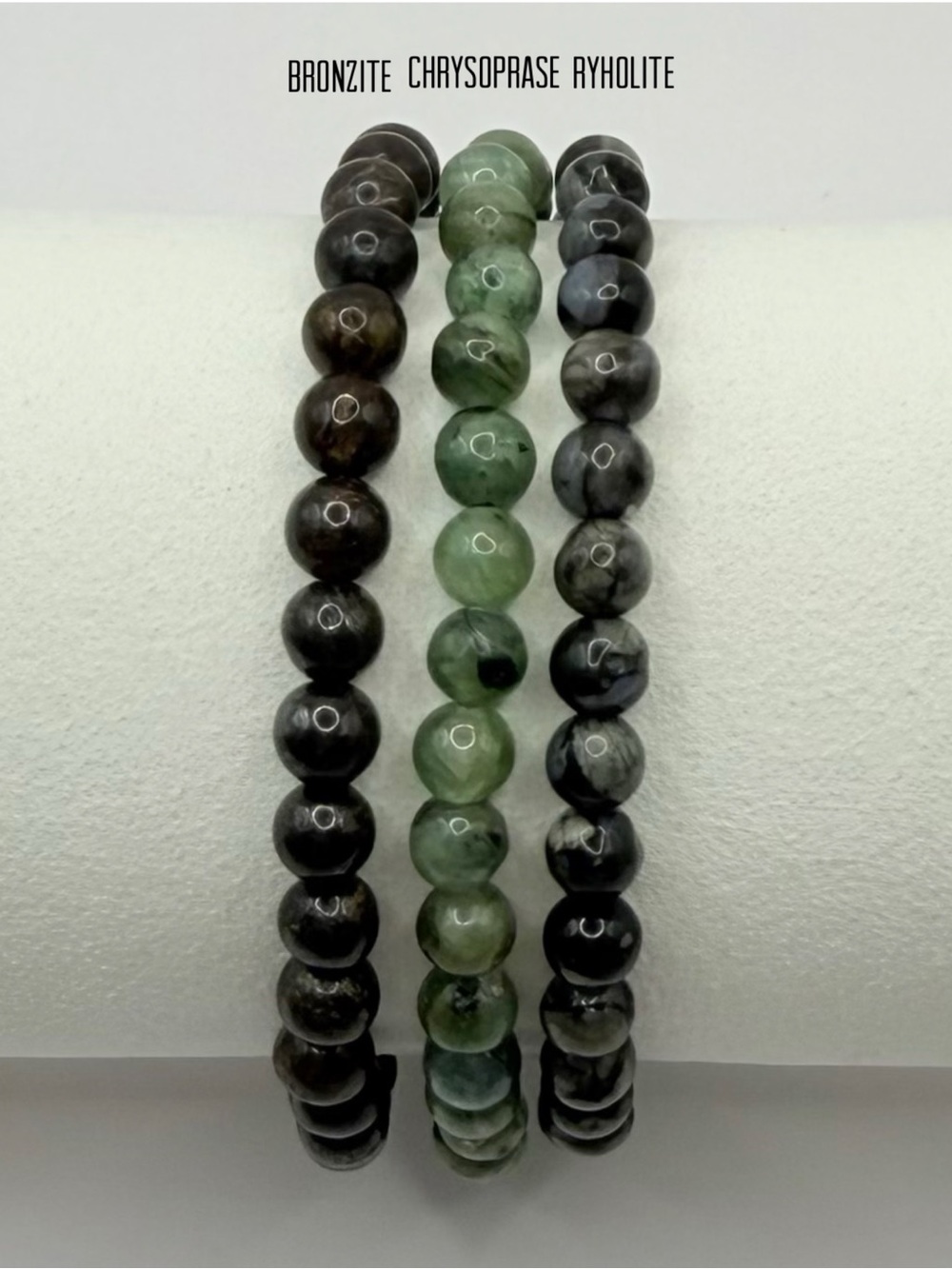 Happiness Emotional Healing Bronzite, Chrysoprase & Rhyolite Stackable Bracelets